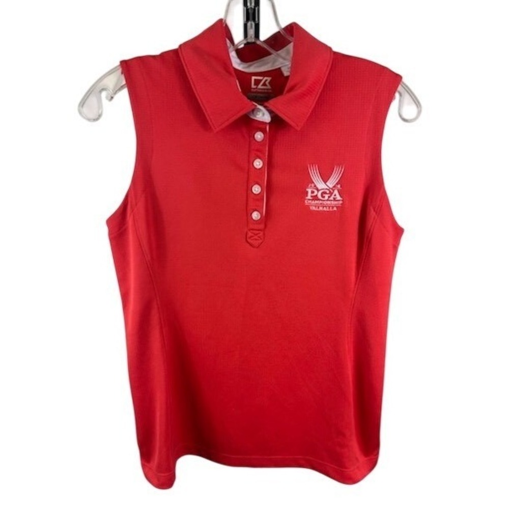 Cutter & Buck Women's Golf Sleeveless‎ Polo Shirt PGA Valhalla Red Size Small